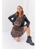 Fusta mini floral coral negru 04004 - Magazin online - Boutique